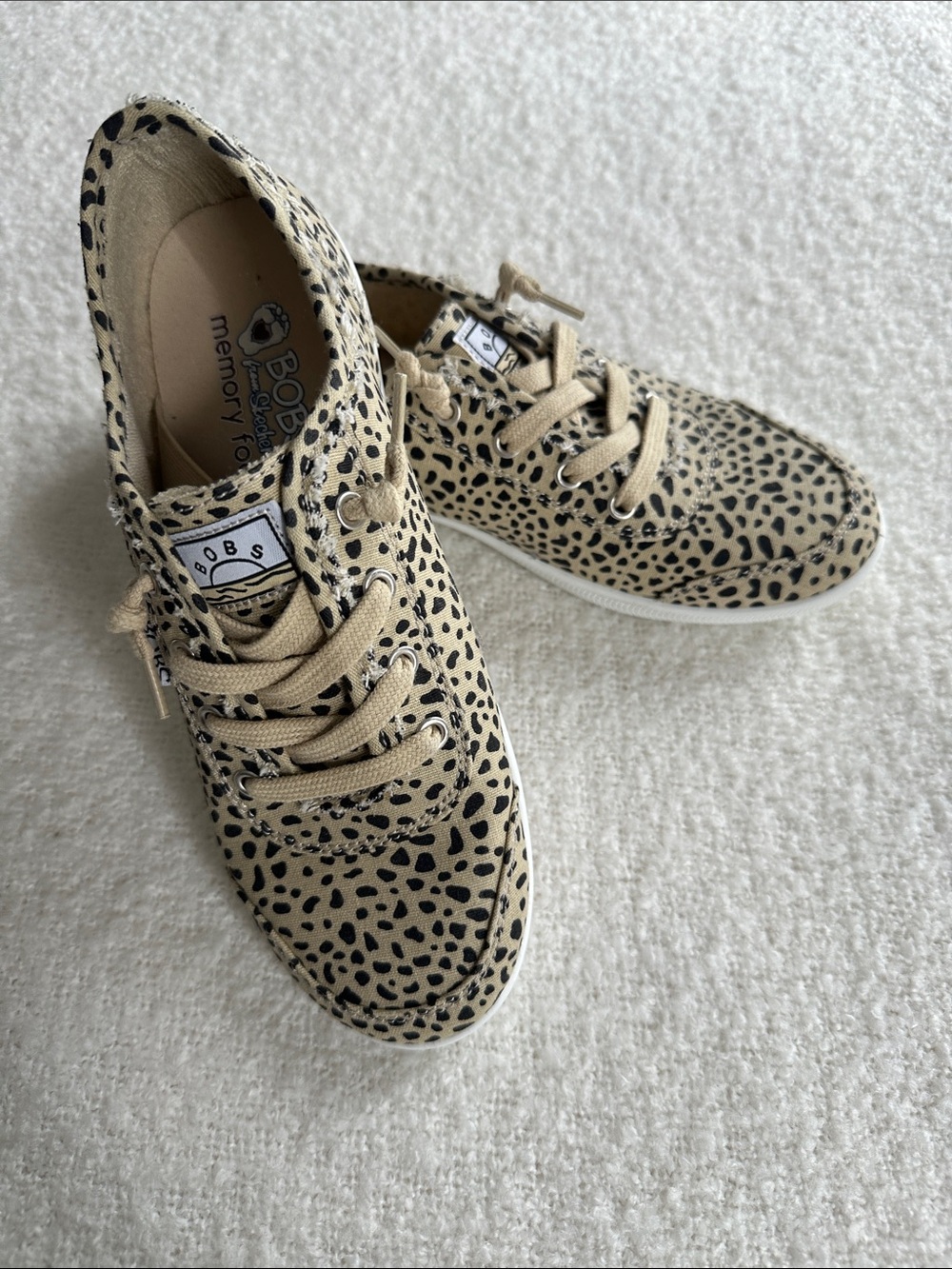 Skechers Beige Leopard Print Lace-Up Sneakers